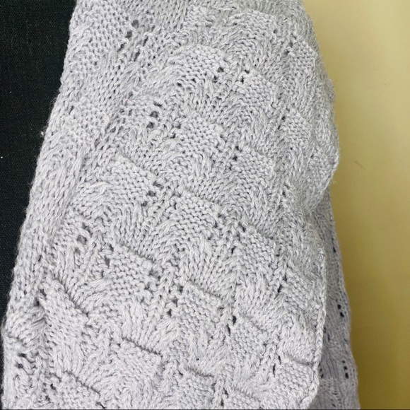 Size L | Gray Ruffle Knit Wrap Sweater - Picture 2 of 7